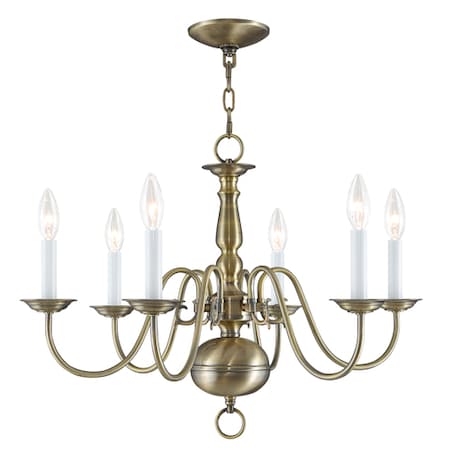 Williamsburgh 6 Light Antique Brass Chandelier MPN:5006-01