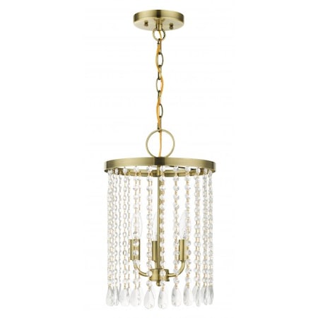 Antique Brass Pendant Chandelier, 3 Light MPN:51060-01