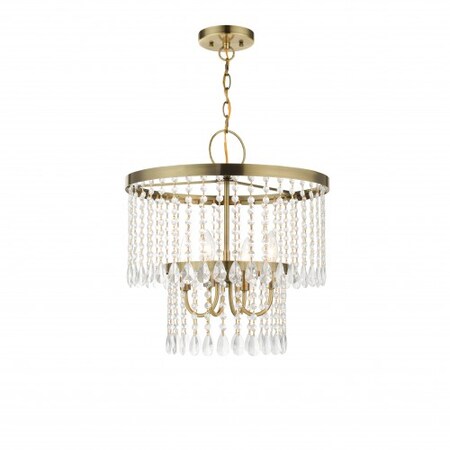 Antique Brass Pendant Chandelier, 4 Light MPN:51064-01