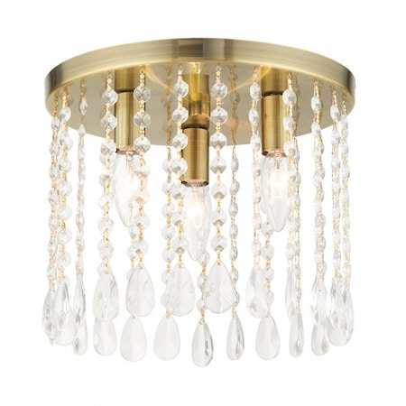 Antique Brass Flush Mount, 3 Light MPN:51067-01