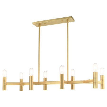 Copenhagen 8 Light Satin Brass Linear Chandelier MPN:51138-12