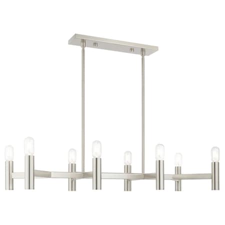 Copenhagen 8 Light Brushed Nickel Linear Chandelier MPN:51138-91