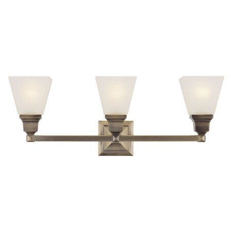 Mission 3 Light Antique Brass Bath Vanity MPN:1033-01