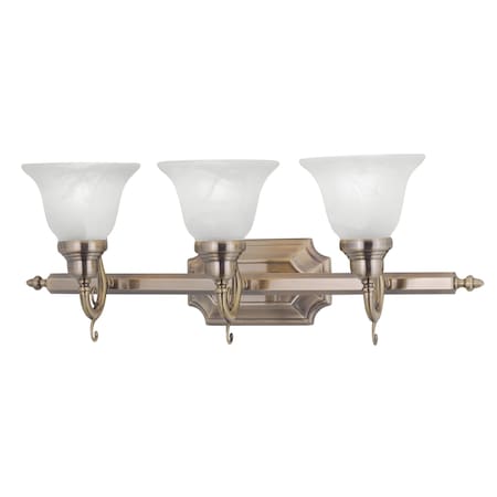 French Regency 3 Light Antique Brass Bath Vanity MPN:1283-01