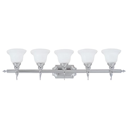 French Regency 5 Light Polished Chrome Bath Vanity MPN:1285-05