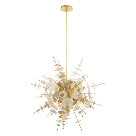 Circulo 6 Light Satin Brass Pendant Chandelier MPN:40076-12