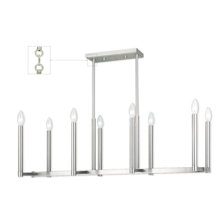 Alpine 8 Light Brushed Nickel Linear Chandelier MPN:40258-91