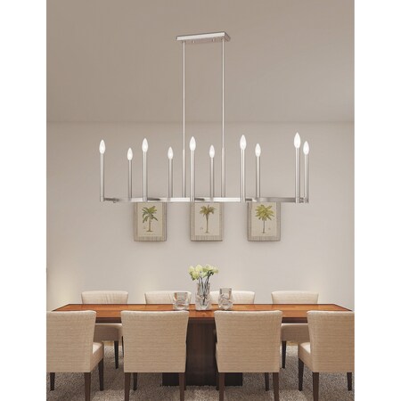 Alpine 10 Light Brushed Nickel Linear Chandelier MPN:40259-91