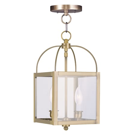 Milford 2 Light Antique Brass Convertible Mini Pendant/Ceiling Mount MPN:4041-01