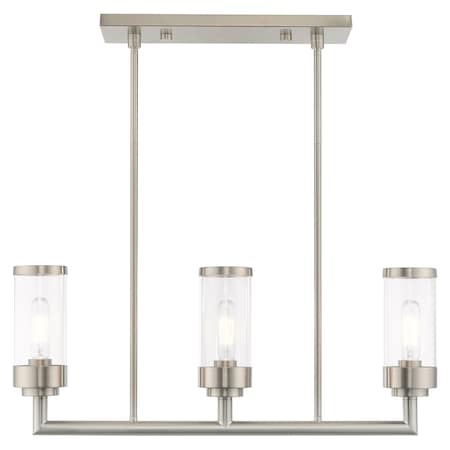 Hillcrest 3 Light Brushed Nickel Linear Chandelier MPN:40473-91