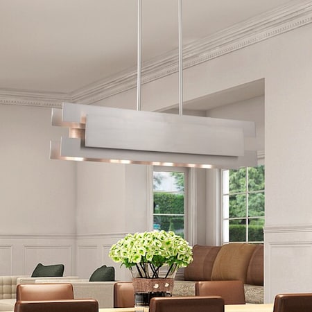 Varick 4 Light Brushed Nickel Linear Chandelier MPN:40694-91