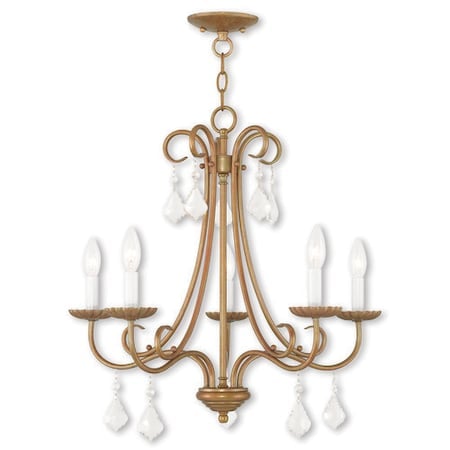 Daphne 5 Light Antique Gold Leaf Chandel MPN:40875-48