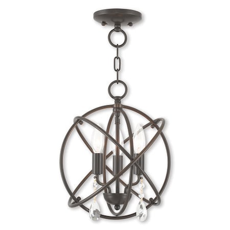 Aria 3 Light English Bronze Convertible Mini Chandelier/Ceiling Mount MPN:40903-92