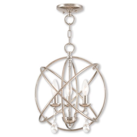 Aria 3 Light Polished Nickel Convertible Mini Chandelier/Ceiling Mount MPN:40904-35
