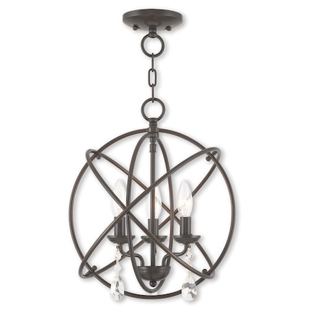 Aria 3 Light English Bronze Convertible Mini Chandelier/Ceiling Mount MPN:40904-92