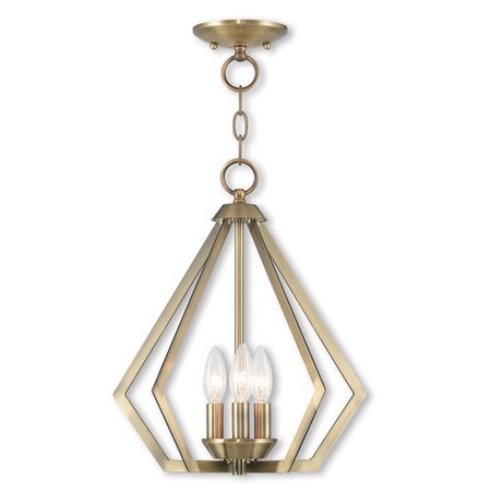 Prism 3 Light Antique Brass Convertible Mini Chandelier/Ceiling Mount MPN:40923-01