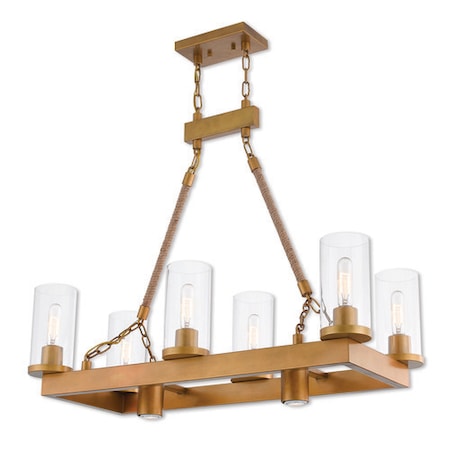 Metuchen 8 Light Aged Gold Linear Chandelier MPN:41066-26