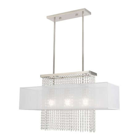 Bella Vista 3 Light Brushed Nickel Linear Chandelier MPN:41123-91
