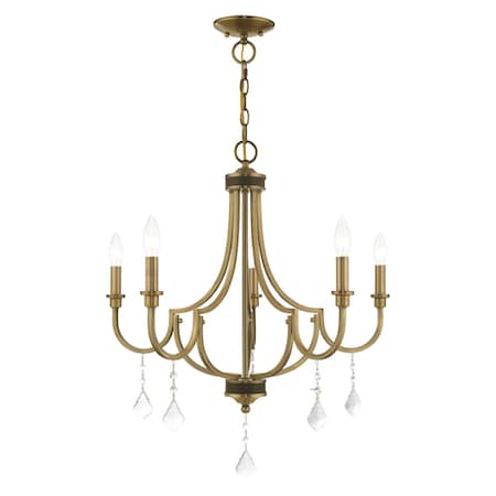 Glendale 5 Light Antique Brass Chandelier MPN:41275-01
