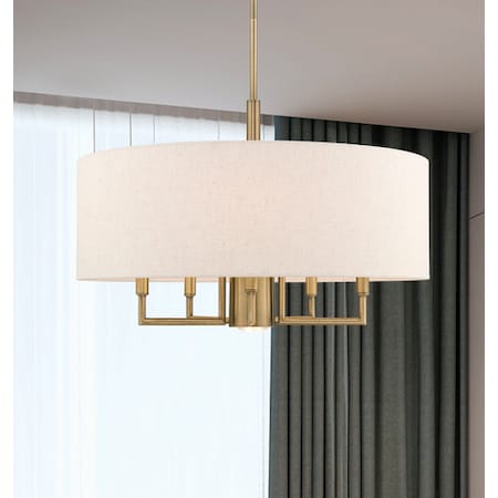 Meridian 6 Light Antique Brass Pendant Chandelier MPN:42605-01