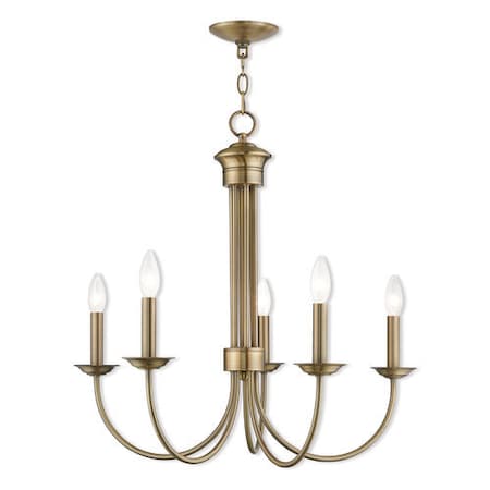 Estate 5 Light Antique Brass Chandelier MPN:42685-01