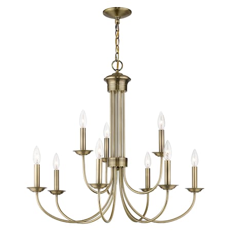 Estate 9 Light Antique Brass Chandelier MPN:42687-01