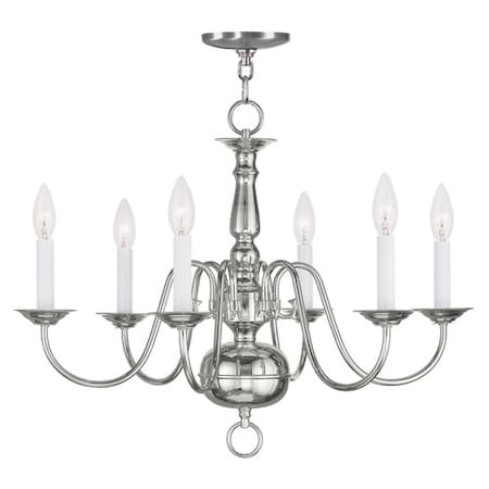 Williamsburgh 6 Light Polished Nickel Chandelier MPN:5006-35