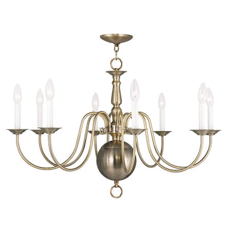 Williamsburgh 8 Light Antique Brass Chandelier MPN:5007-01