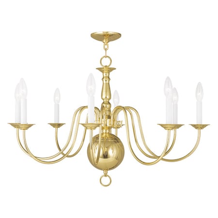 Williamsburgh 8 Light Polished Brass Chandelier MPN:5007-02