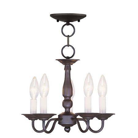 Williamsburgh 5 Light Bronze Convertible Mini Chandelier/Ceiling Mount MPN:5011-07