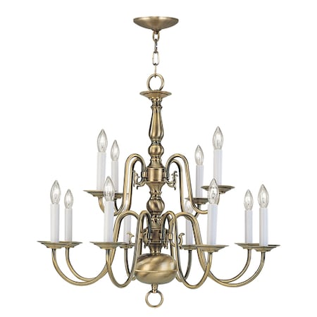 Williamsburgh 12 Light Antique Brass Chandelier MPN:5012-01