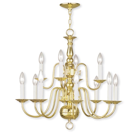 Williamsburgh 12 Light Polished Brass Chandelier MPN:5012-02