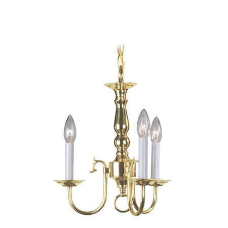 Williamsburgh 3 Light Polished Brass Mini Chandelier MPN:5013-02