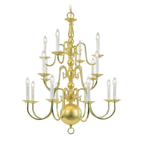 Williamsburgh 16 Light Polished Brass Chandelier MPN:5016-02