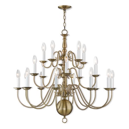 Williamsburgh 20 Light Antique Brass Foyer Chandelier MPN:5019-01