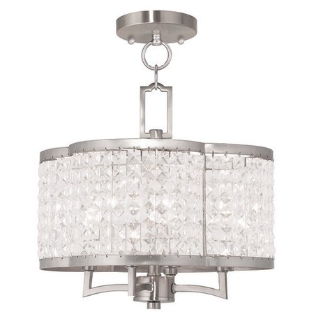 Grammercy 4 Light Brushed Nickel Convertible Chandelier/Ceiling Mount MPN:50574-91