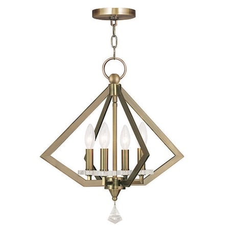 Diamond 4 Light Antique Brass Chandelier MPN:50664-01