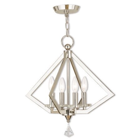 Diamond 4 Light Polished Nickel Mini Chandelier MPN:50664-35