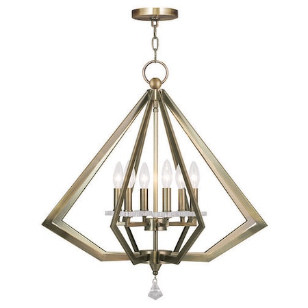Diamond 6 Light Antique Brass Chandelier MPN:50666-01