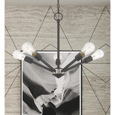 Prague 5 Light Black Chandelier MPN:51155-04