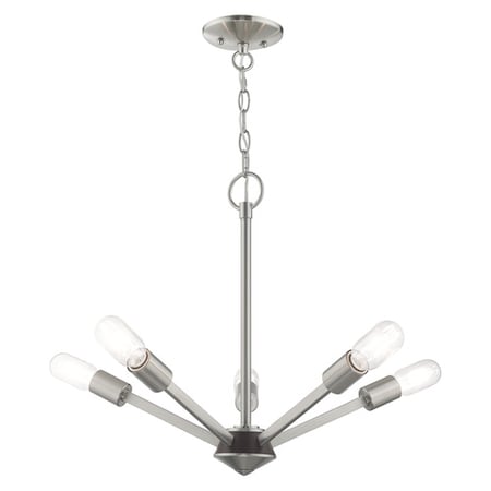 Prague 5 Light Brushed Nickel Chandelier MPN:51155-91