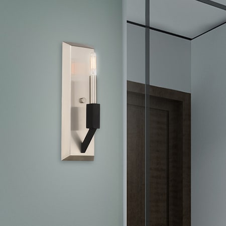 Beckett 1 Light Brushed Nickel And Black ADA Wall Sconce MPN:51161-91