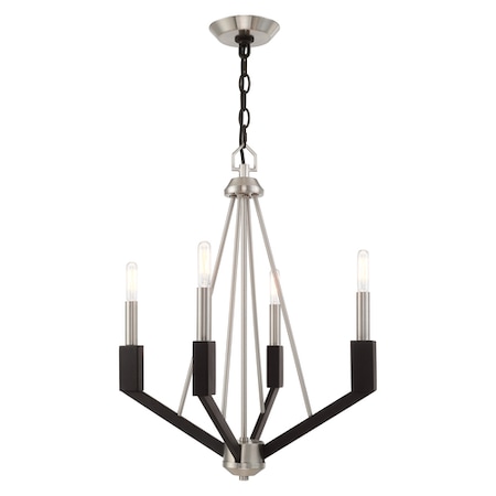 Beckett 4 Light Brushed Nickel And Black Mini Chandelier MPN:51164-91