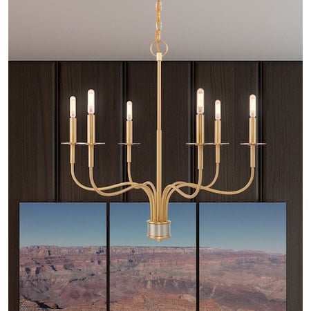 Lisbon 6 Light Satin Brass Chandelier MPN:51326-12