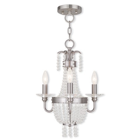 Valentina 3 Light Brushed Nickel Convertible Chandelier/Ceiling Mount MPN:51843-91