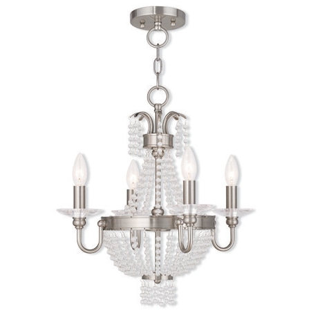 Valentina 4 Light Brushed Nickel Convertible Chandelier/Ceiling Mount MPN:51844-91