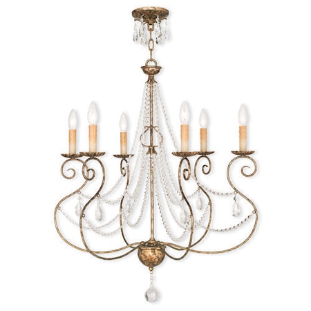 Isabella 6 Light Hand Applied European Bronze Chandelier MPN:51906-36