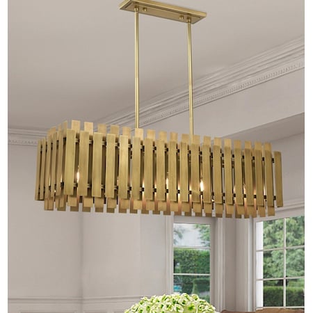Greenwich 5 Light Natural Brass Linear Chandelier MPN:52045-08