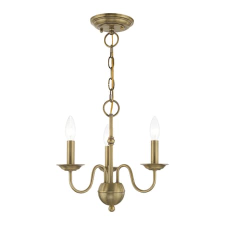 Windsor 3 Light Antique Brass Mini Chandelier MPN:52163-01