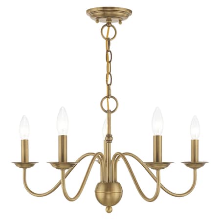 Windsor 5 Light Antique Brass Chandelier MPN:52165-01